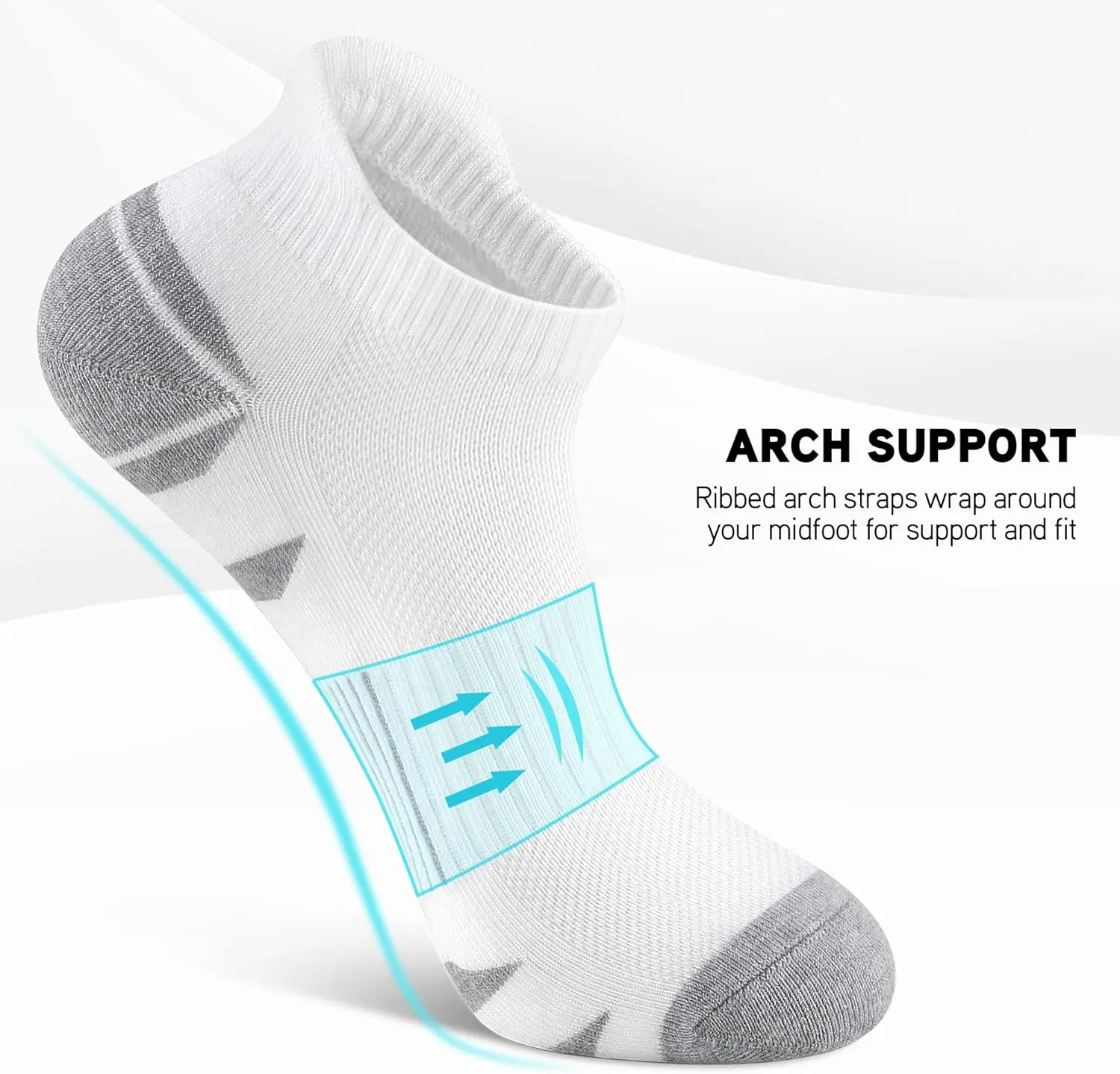 6 Pack Men's Ankle Socks With Cushion - Low Cut Athletic Sports Socks for Women Men 6-9/9-12/12-14