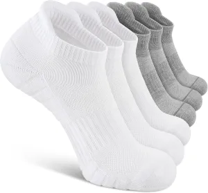 6 Pack Men's Ankle Socks With Cushion - Low Cut Athletic Sports Socks for Women Men 6-9/9-12/12-14