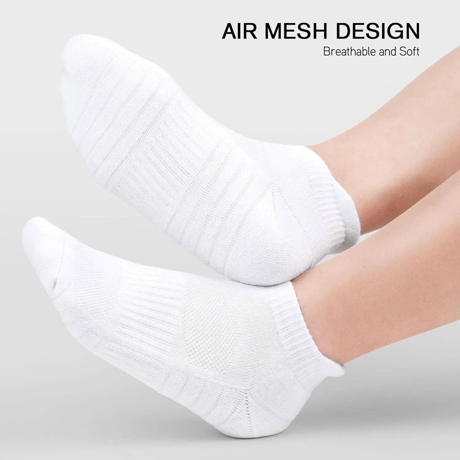 6 Pack Men's Ankle Socks With Cushion - Low Cut Athletic Sports Socks for Women Men 6-9/9-12/12-14