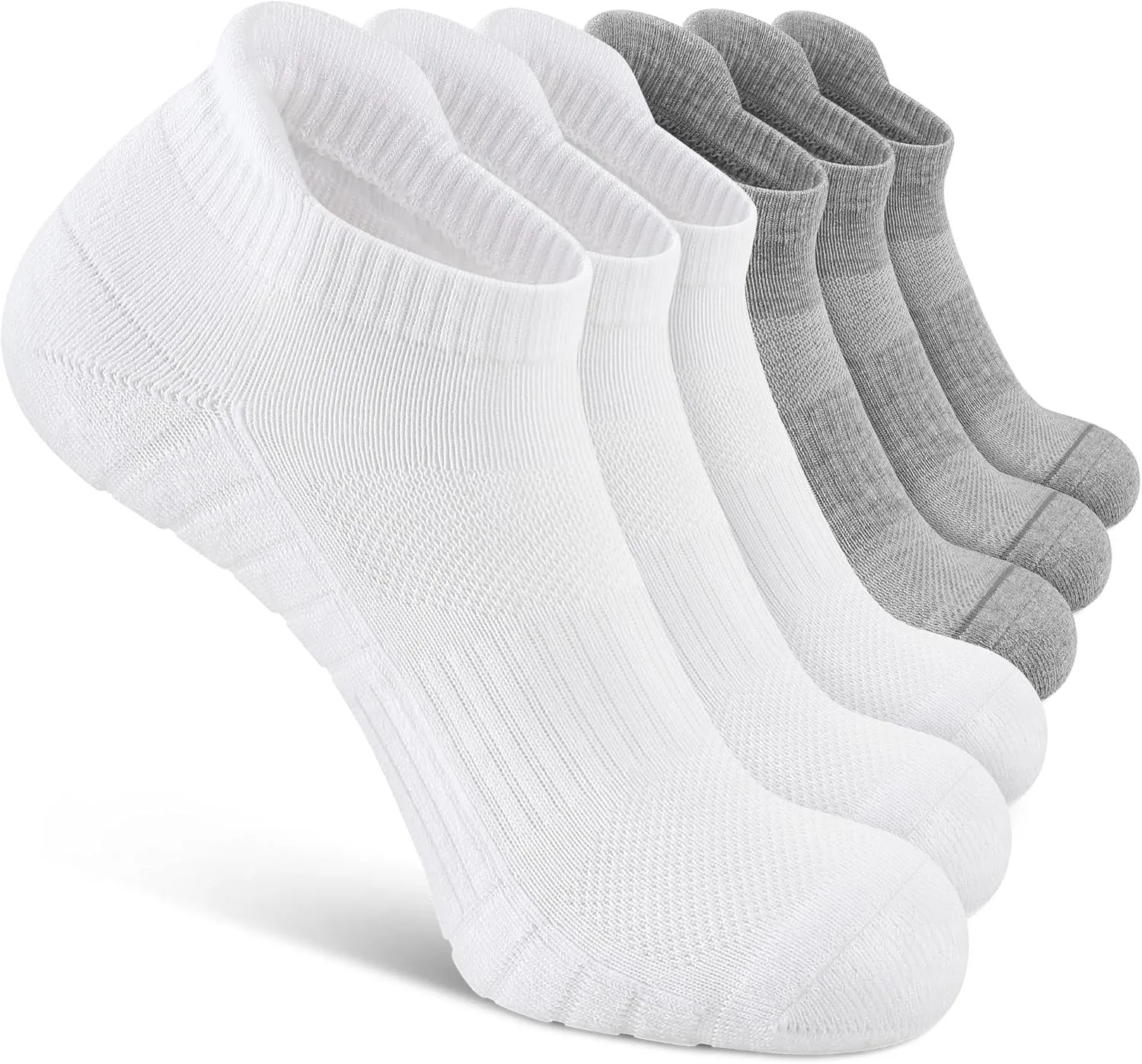 6 Pack Men's Ankle Socks With Cushion - Low Cut Athletic Sports Socks for Women Men 6-9/9-12/12-14