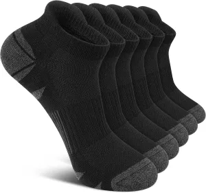 6 Pack Men's Ankle Socks With Cushion - Low Cut Athletic Sports Socks for Women Men 6-9/9-12/12-14