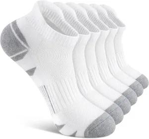 6 Pack Men's Ankle Socks With Cushion - Low Cut Athletic Sports Socks for Women Men 6-9/9-12/12-14