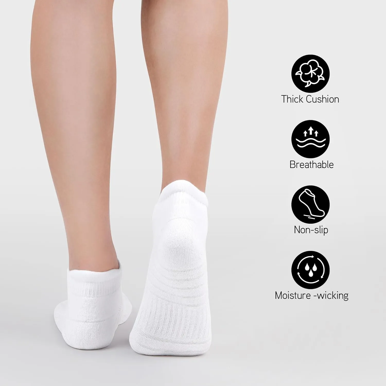6 Pack Men's Ankle Socks With Cushion - Low Cut Athletic Sports Socks for Women Men 6-9/9-12/12-14