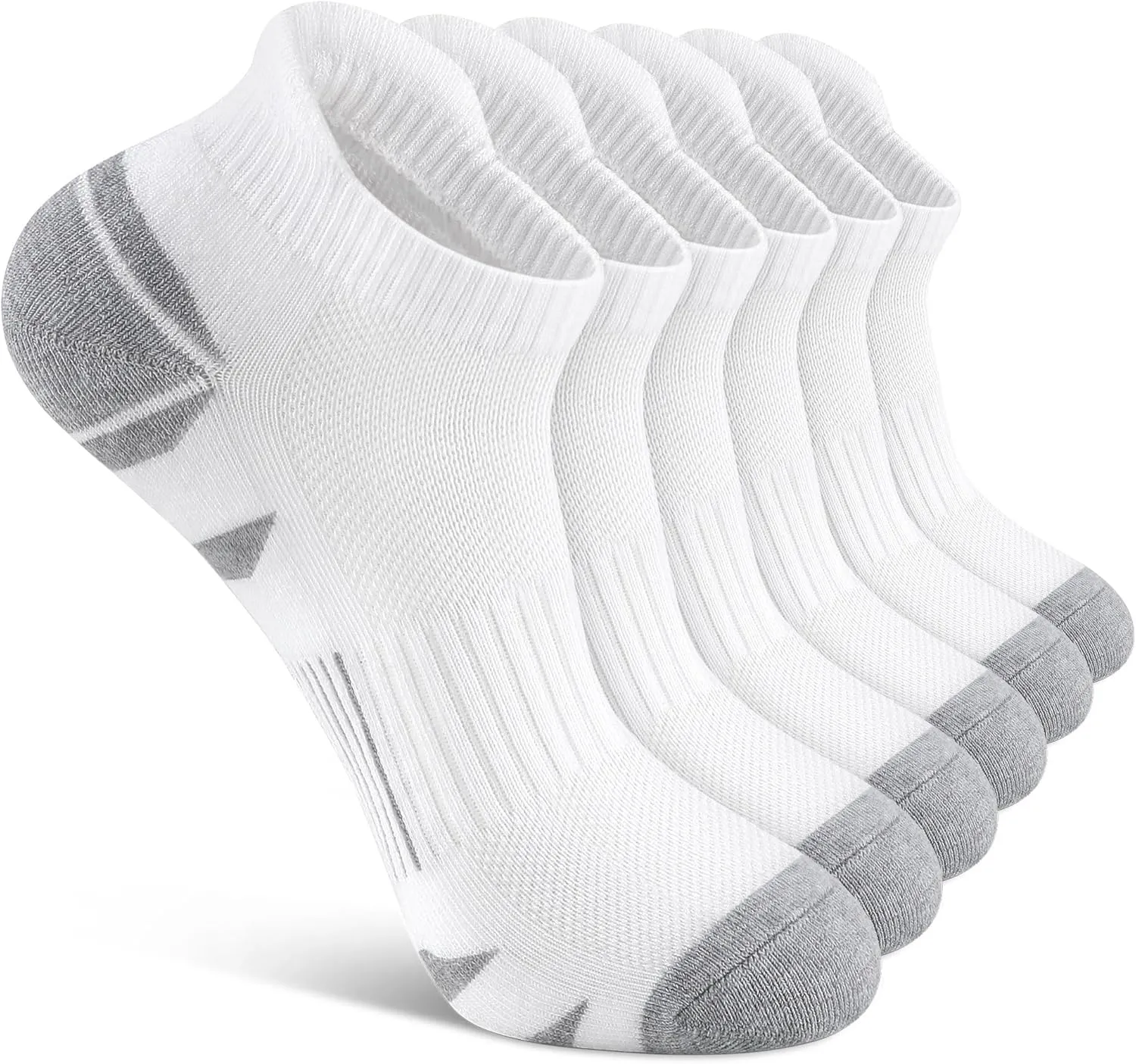6 Pack Men's Ankle Socks With Cushion - Low Cut Athletic Sports Socks for Women Men 6-9/9-12/12-14