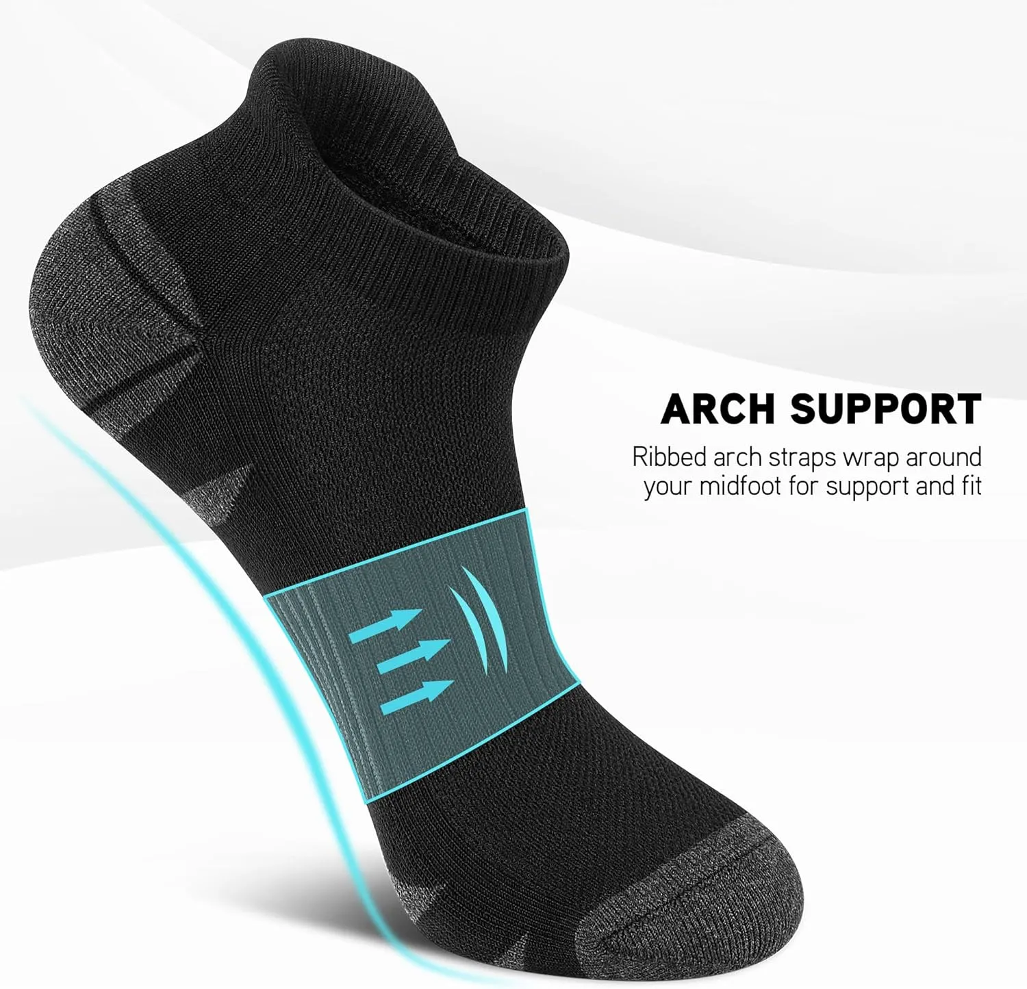 6 Pack Men's Ankle Socks With Cushion - Low Cut Athletic Sports Socks for Women Men 6-9/9-12/12-14