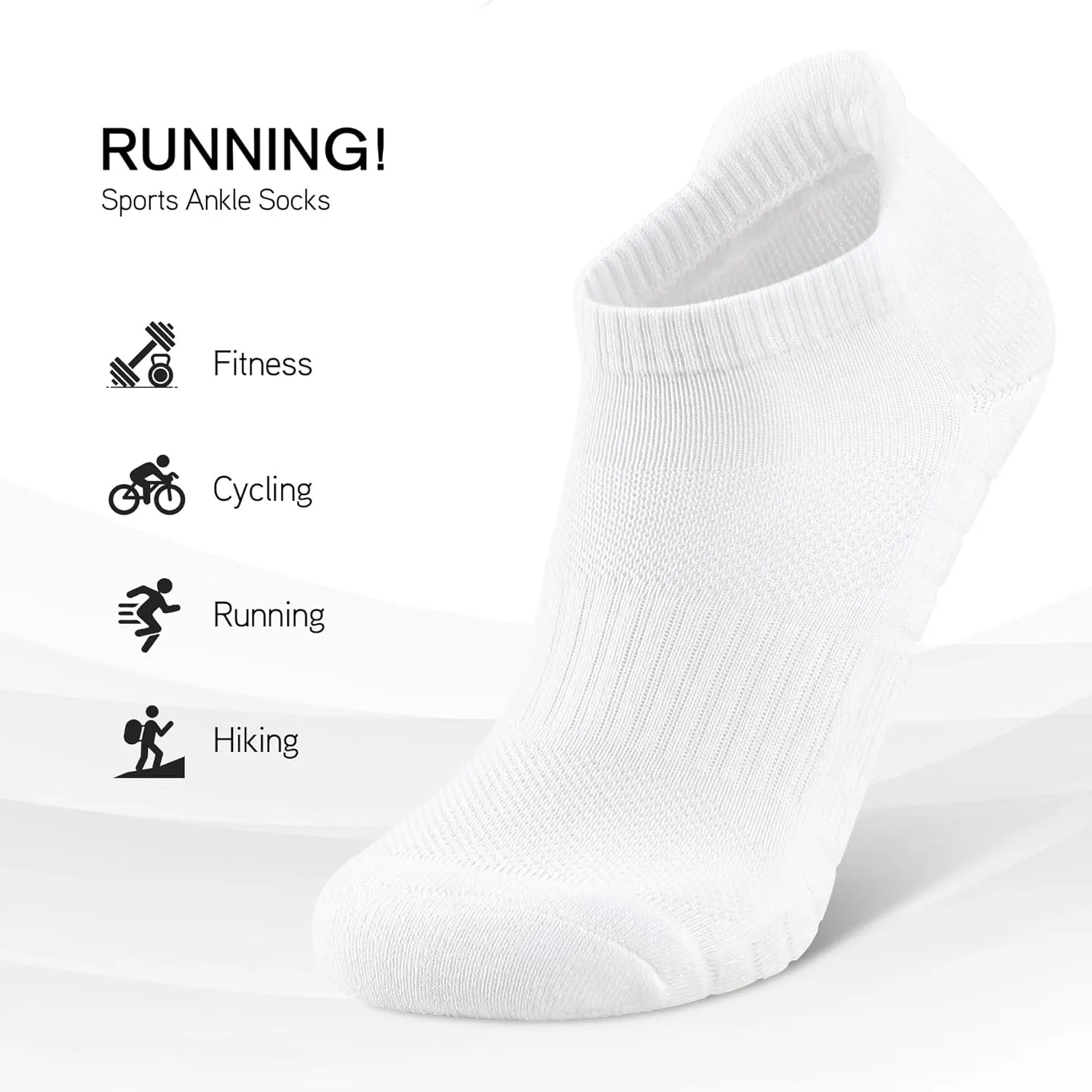 6 Pack Men's Ankle Socks With Cushion - Low Cut Athletic Sports Socks for Women Men 6-9/9-12/12-14