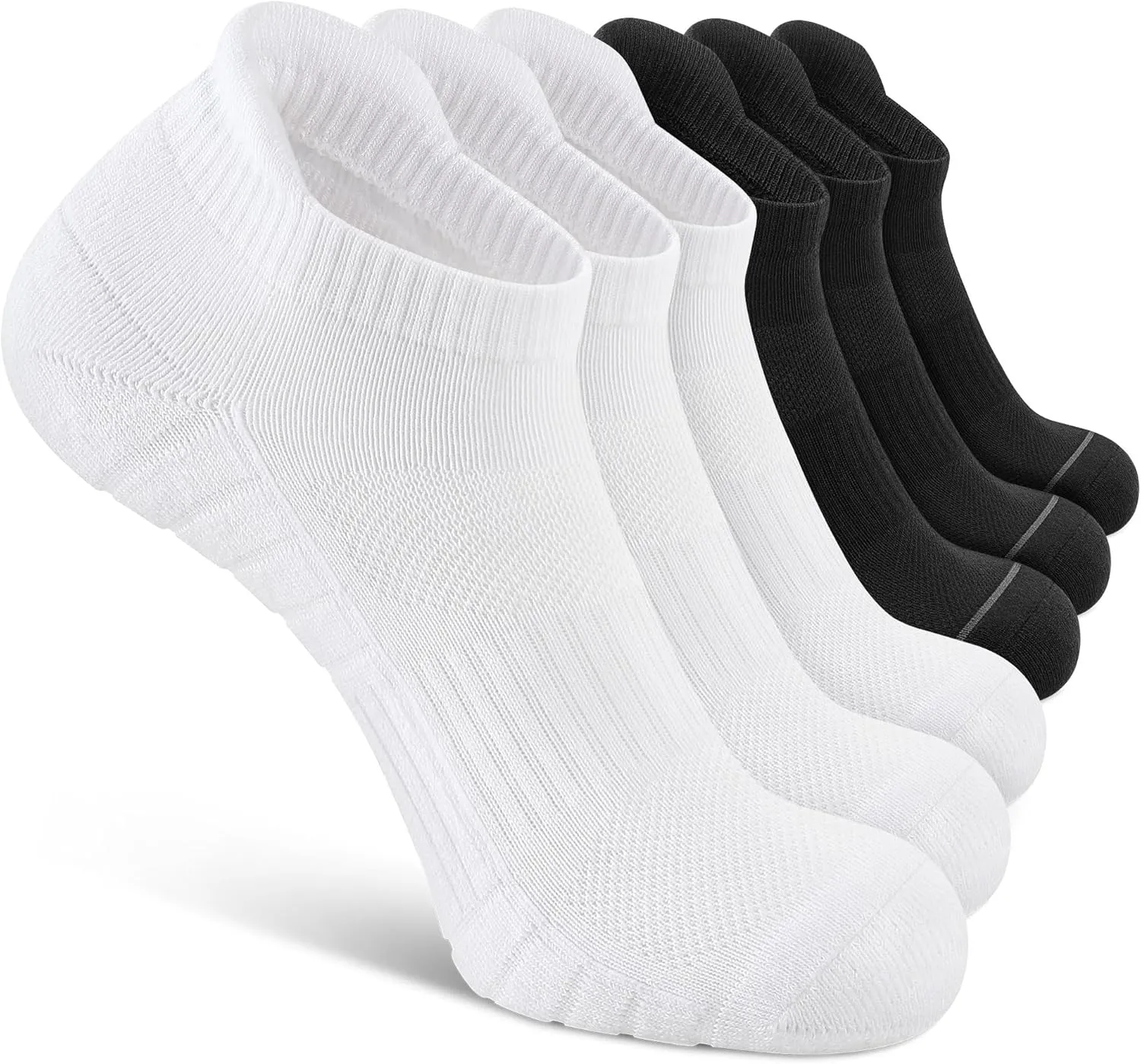 6 Pack Men's Ankle Socks With Cushion - Low Cut Athletic Sports Socks for Women Men 6-9/9-12/12-14