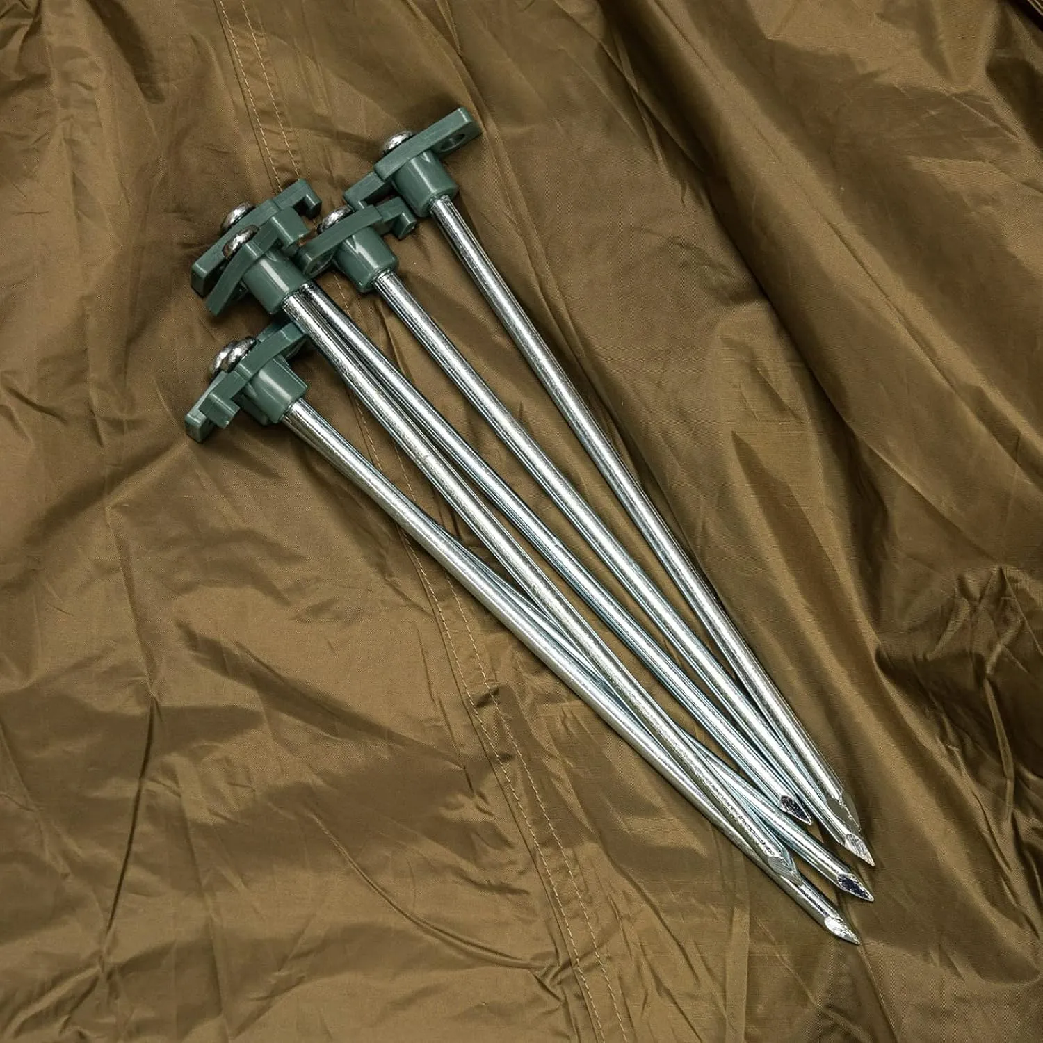 (6 Pack) Steel Tent Stake Heavy Duty Universal Camping Gear Anchor Tent Pegs, Green