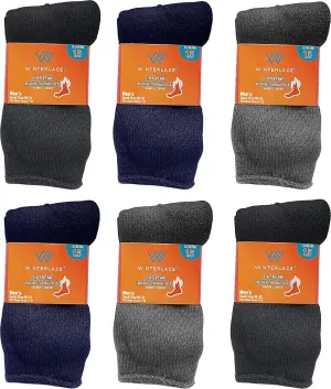 6 Pairs Mens Thermal Socks, Brushed Interior Warm Winter Thick Heavy Duty Cushioned Crew Sock, Bulk Pack