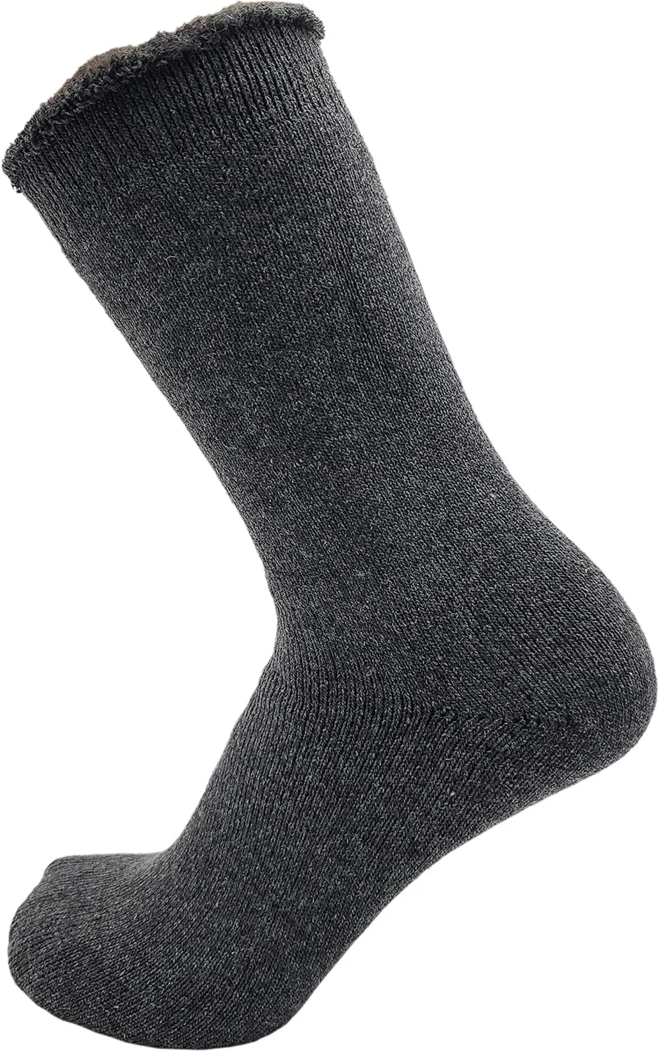 6 Pairs Mens Thermal Socks, Brushed Interior Warm Winter Thick Heavy Duty Cushioned Crew Sock, Bulk Pack