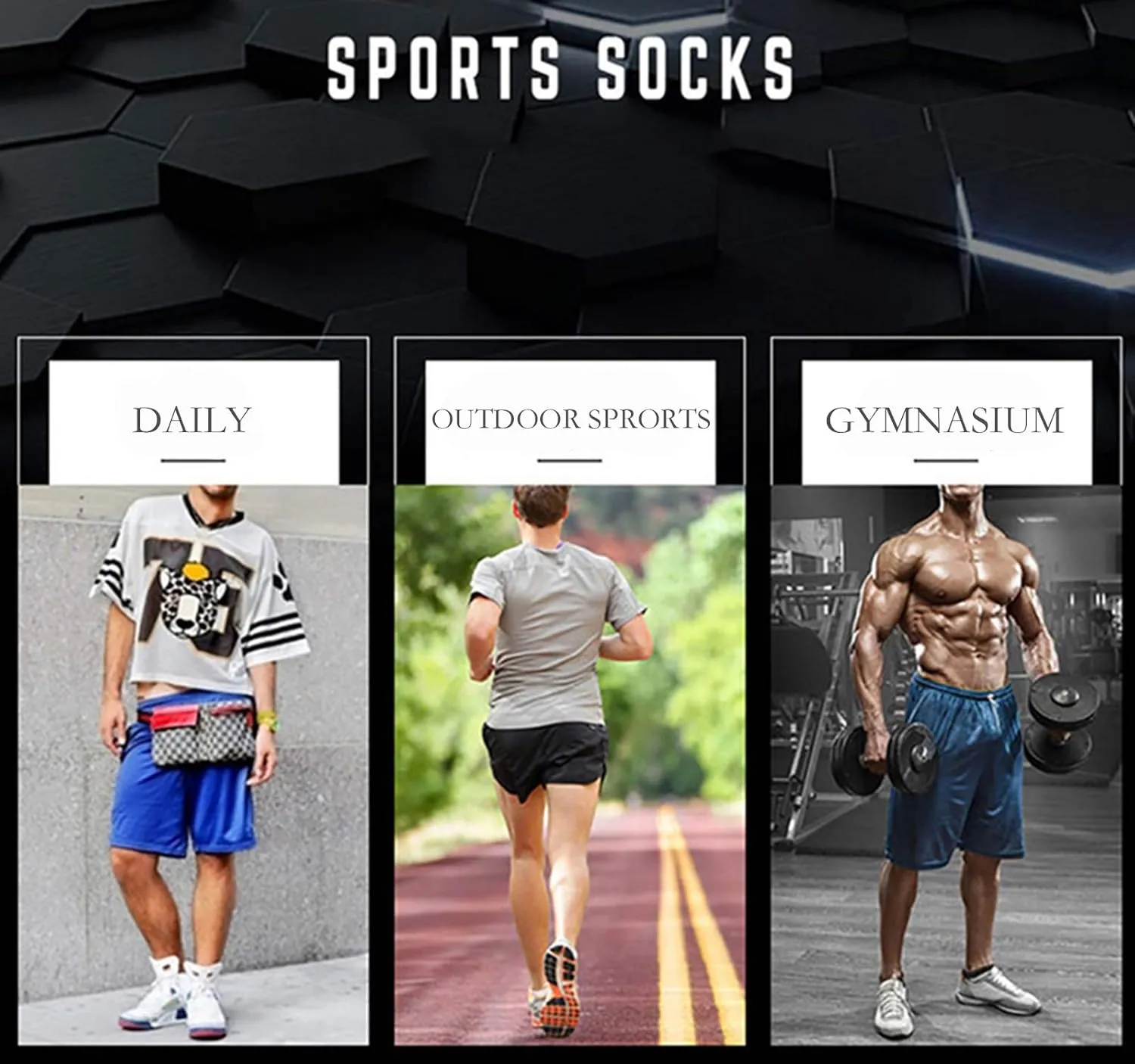 6 Pairs Running Socks/Hiking Cushion Socks,Breathable Athletic Socks Thick Cushion Socks