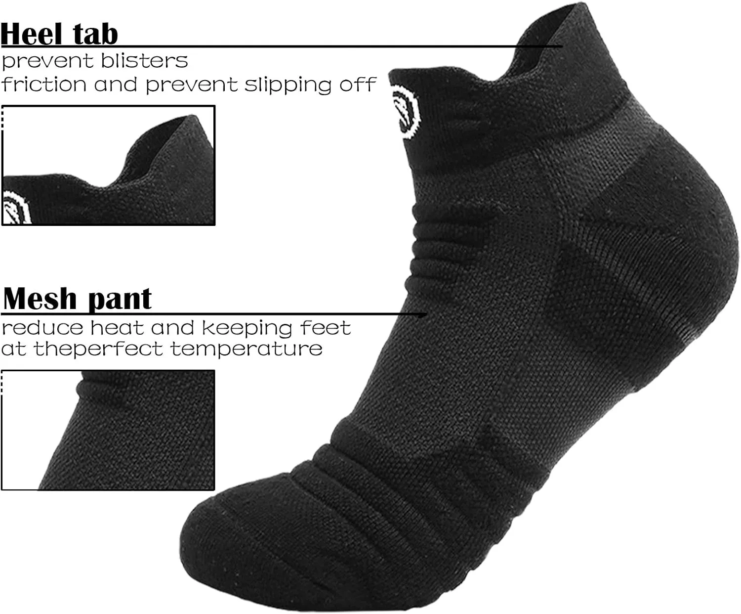 6 Pairs Running Socks/Hiking Cushion Socks,Breathable Athletic Socks Thick Cushion Socks