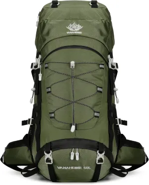 60L Travel Hiking Camping Backpack with Rain Cover, Backpack Water Resistant,Climbing Backpack for Men Women
