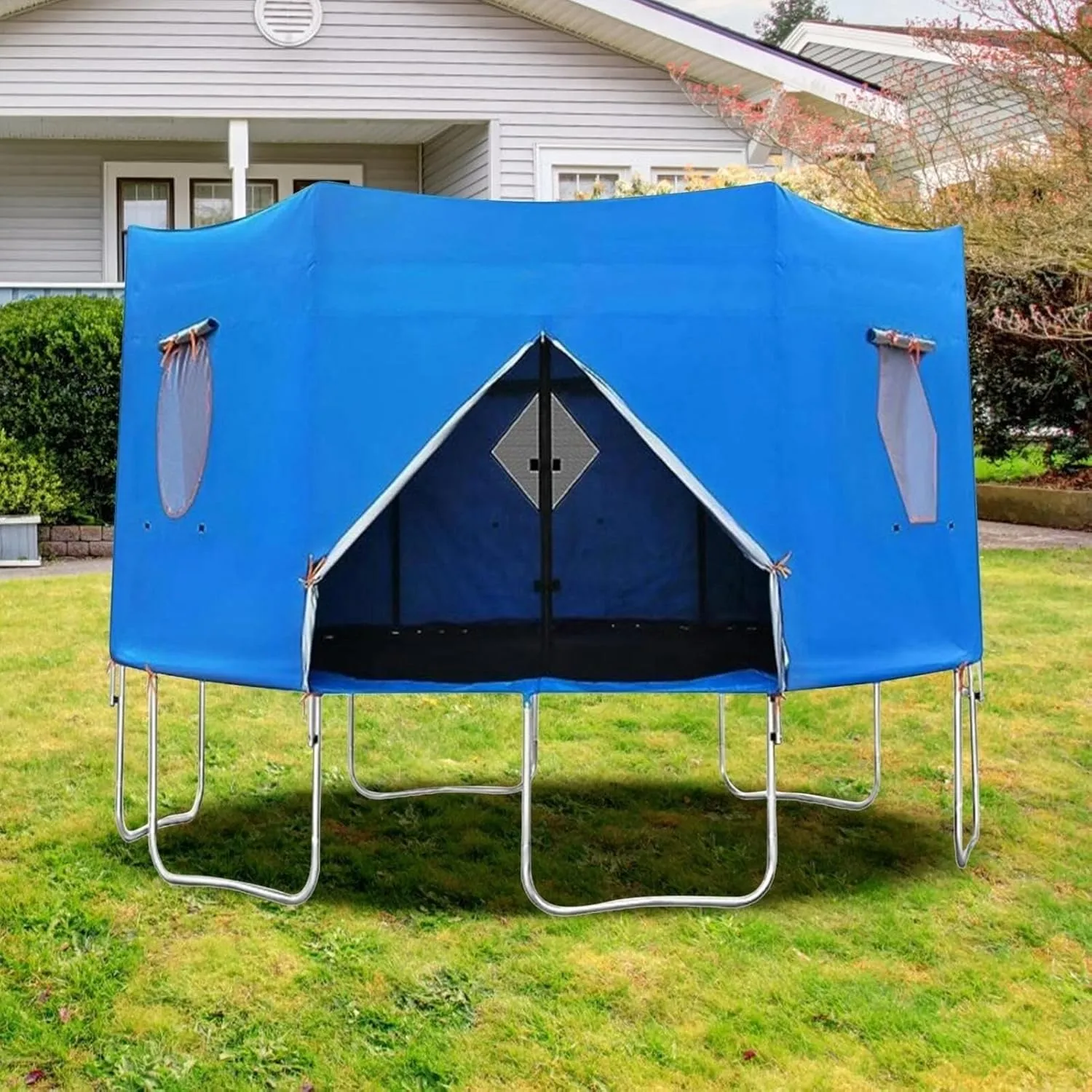6FT/8FT/10FT/12FT/14FT/15FT Trampoline Tent, Waterproof Oxford Trampoline Canopy, Trampoline Tent Cover, Trampoline Sun Shade for 6 Straight Pole Round Trampoline