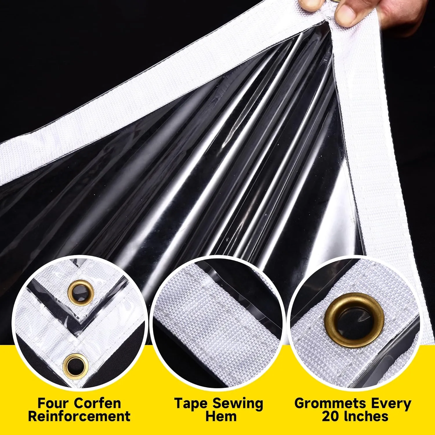 6'x8' 22Mil Heavy Duty Clear Vinyl PVC Waterproof Tarps,UV Resistant Soft Glass Tarp Transparent Tarpaulin with Grommets,Cover for Plant Greenhouse Balcony Garden Pet Hutch Roof,Full Size