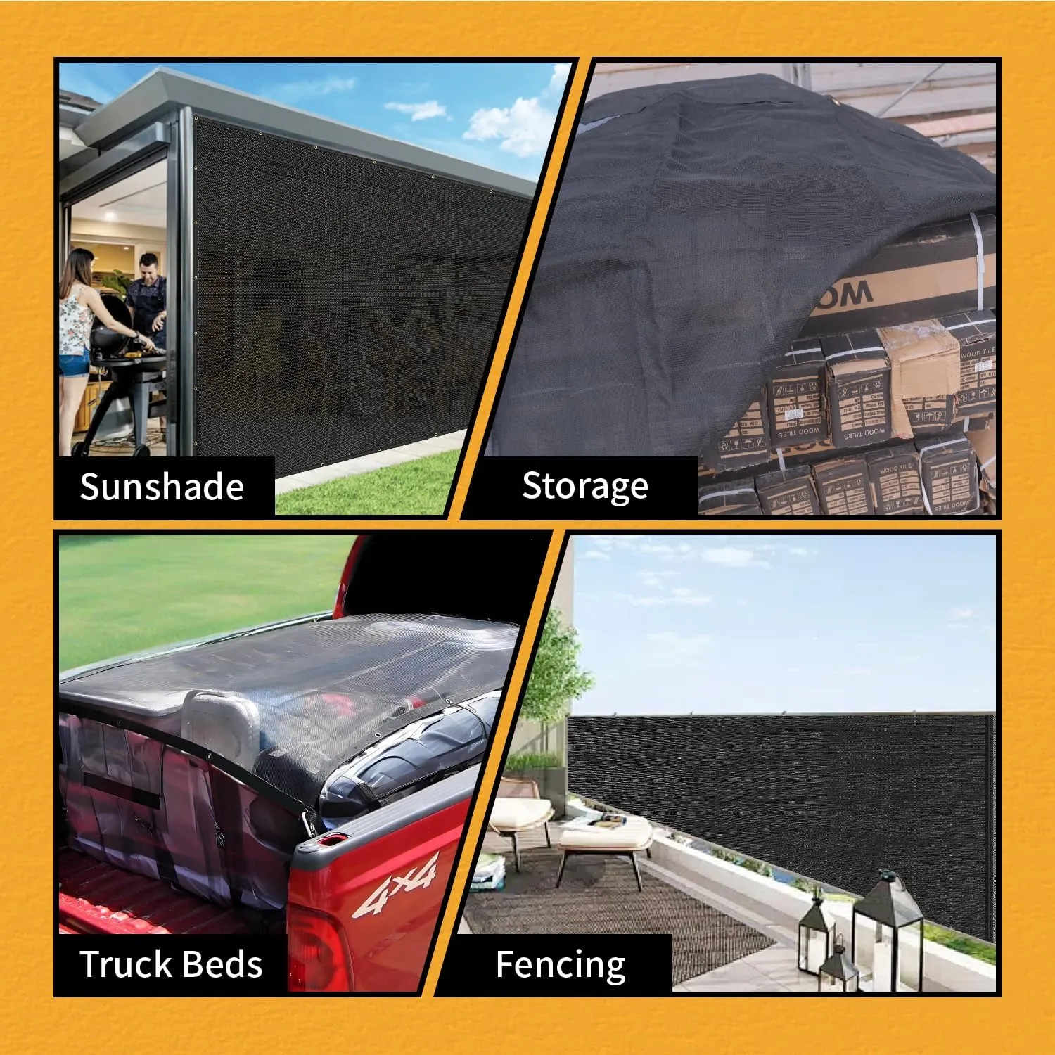 70% Heavy Duty Mesh Tarp with Grommets, 8' x 10' Shade Canopy for Patio, Garden Privacy Fence Screen, Outdoor Sun Shades for Backyard, Black