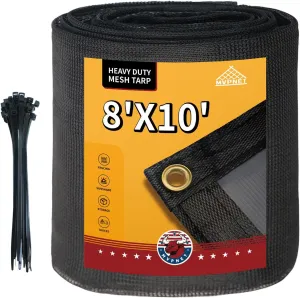 70% Heavy Duty Mesh Tarp with Grommets, 8' x 10' Shade Canopy for Patio, Garden Privacy Fence Screen, Outdoor Sun Shades for Backyard, Black