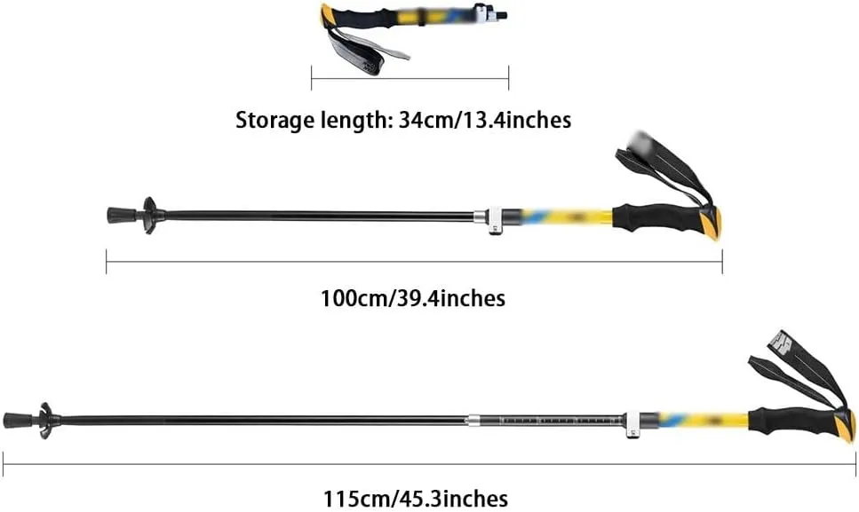 7075 Aluminum Alloy Trekking Pole, 3-Section Adjustable Walking Sticks Set, with Accessories Bag, Unisex, for Hiking/Climbing