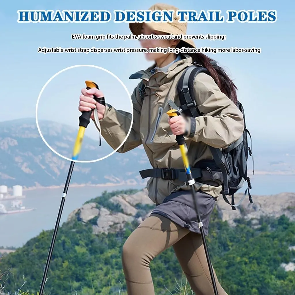 7075 Aluminum Alloy Trekking Pole, 3-Section Adjustable Walking Sticks Set, with Accessories Bag, Unisex, for Hiking/Climbing