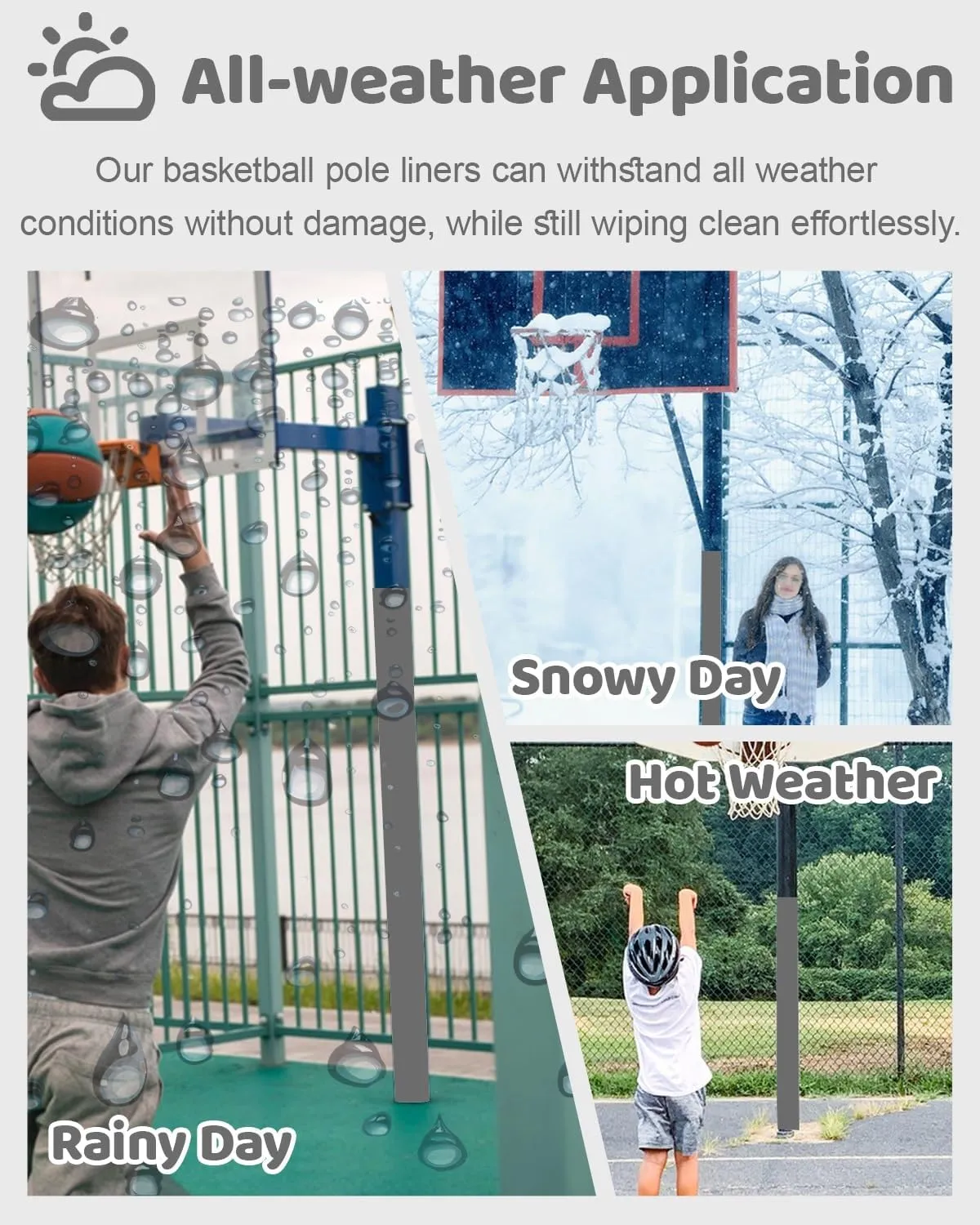 72" / 6 Ft Pole Padding for Outdoor Basketball Hoop, Basement Column Pole Wrap Cover with Velcro Straps, Custom Wrap Around Pole Pad Collision(Gray,Dia 3.5inch(0.3ft))