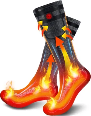 7.4V Heated Socks,Rechargeable Electric Heated Socks Camping Foot Warmer Winter Warm Socks for Men Women-Battery Heat Thick Cotton Thermal Hot Heat Sock for Outdoor Cycling Skiing Hiking,3Heat
