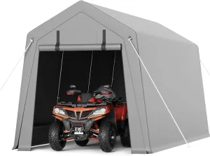 7x10 FT Portable Carport Garage Storage Shed Heavy Duty Waterproof Tarp with Roll Up Zipper Door for Motorcycle Bike Firewood Garden Tools Outdoor Shelter
