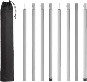 8 Pieces Tarp Poles, Lightweight, Easy to Install, Portable Iron Camping Tarp Poles Set for Awning Canopy Rain Shelter