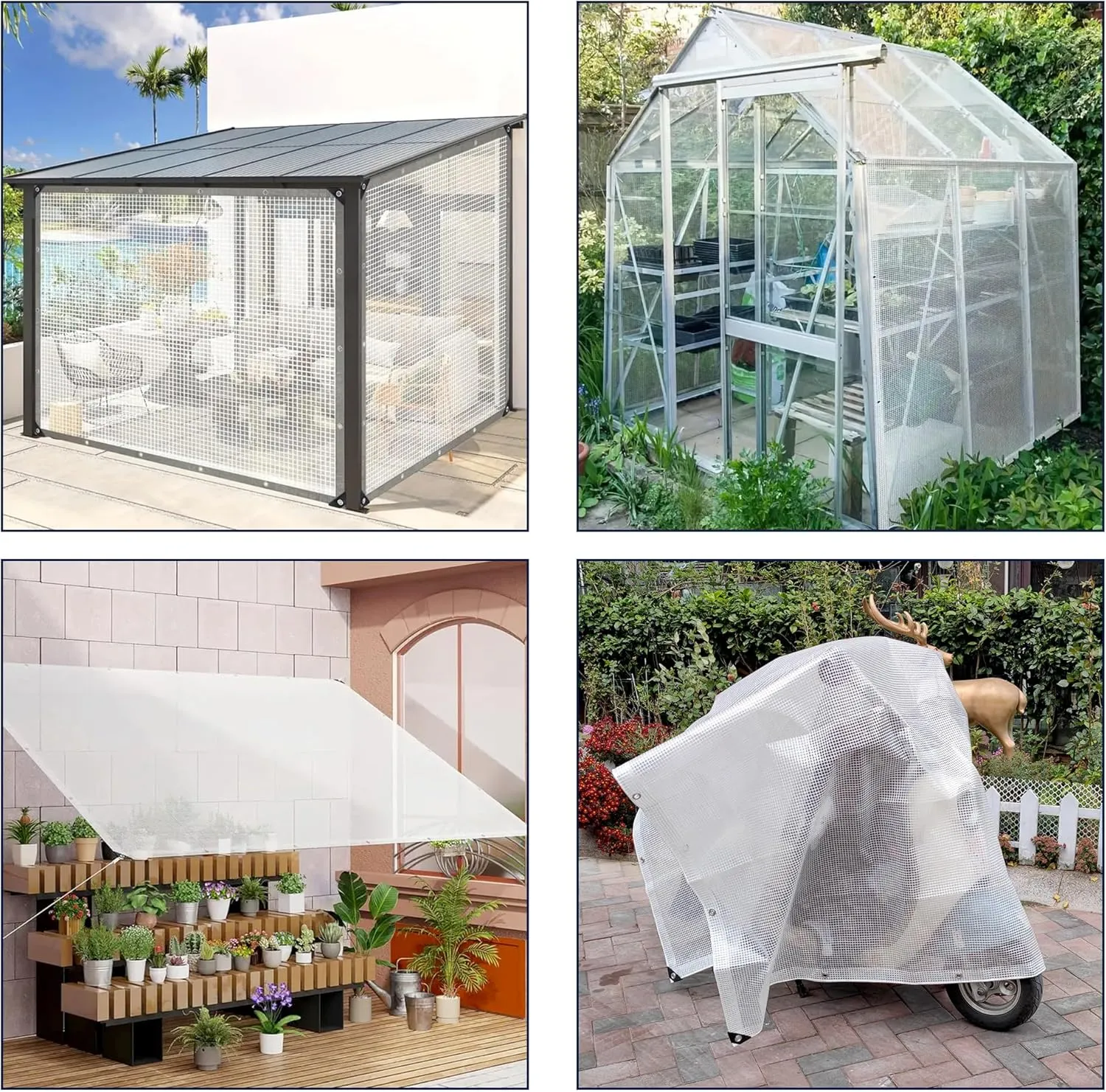 8' x 10' Clear Tarp Heavy Duty Waterproof tarps,13mil Transparent Multipurpose Protective Tarpaulin,Reinforced Edges Outdoor Waterproof Poly Tarps Cover,UV Resistant (Clear White Mesh)
