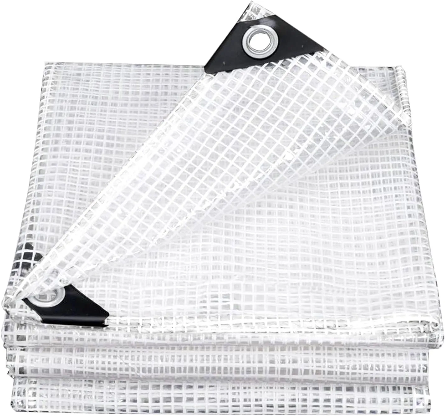 8' x 10' Clear Tarp Heavy Duty Waterproof tarps,13mil Transparent Multipurpose Protective Tarpaulin,Reinforced Edges Outdoor Waterproof Poly Tarps Cover,UV Resistant (Clear White Mesh)