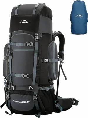 80L Travel Backpack for Outdoor Sport Camp Hiking Trekking Bag Camping Rucksack HK007 (Grey)