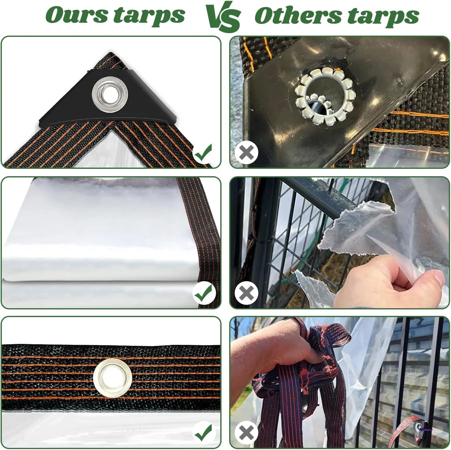 8.2x16.4 FT Clear Tarps with Grommets, Heavy Duty Waterproof, Clear Vinyl Tarp with Braided Rope, Clear Plastic Tarp Snow Cover Cloth for Patio, Henhouse, Canopy, Camping (2.5x5m)
