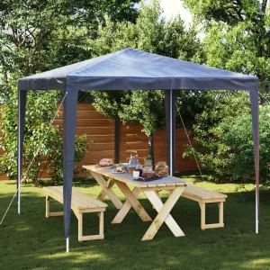 8.2'x8.2' Blue Party Tent Gazebo with Heavy Duty Iron Frame, PE Canopy for Outdoor Backyard Parties, UV & Water Resistant Small Canopy Tent for Patio, Deck, Camping