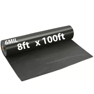 8ftX100ft Black Poly Tarp 6 Mil Low Density LDPE 1 Roll