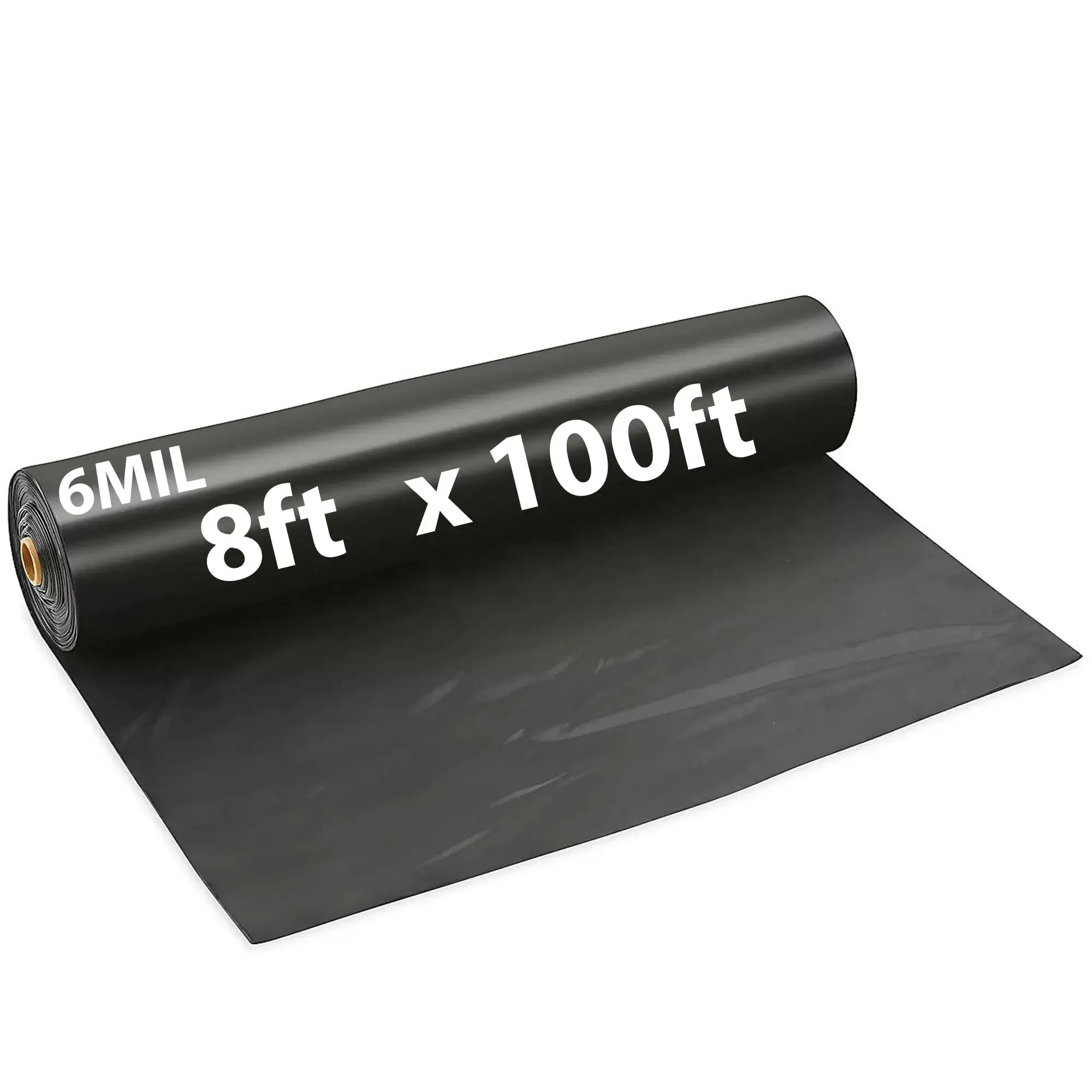 8ftX100ft Black Poly Tarp 6 Mil Low Density LDPE 1 Roll