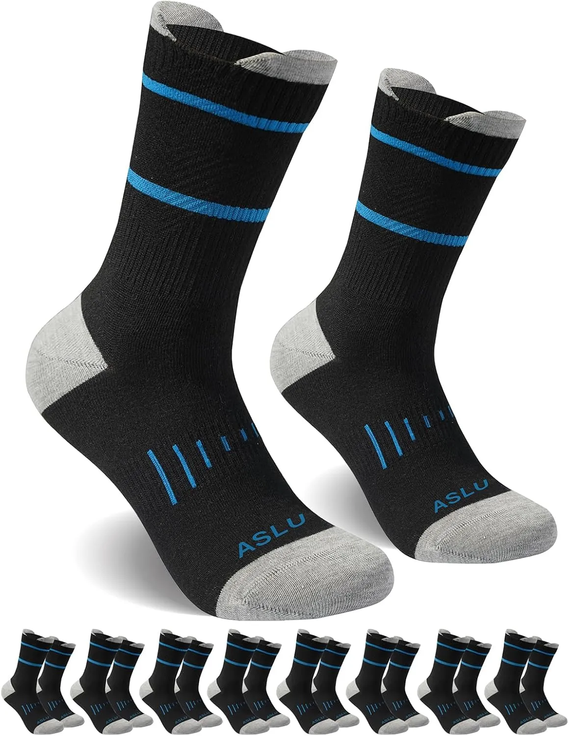8Pairs Men's Seamless Crew Work Socks,Moisture Wicking Athletic Socks for Hiking Sports Running Available in M-XXL