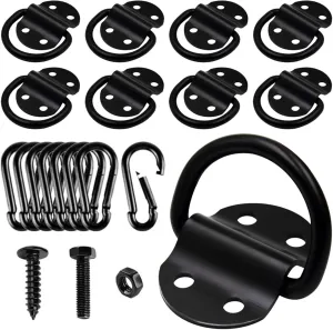 8PCS Heavy Duty D Ring Tie Down Anchor Hooks, Large D Ring Tie Down Anchor 3600LBS Breaking Strength with Carabiner, Tie Down Anchor with Bolts Screws for Trailer Truck Boats Camper Pickup ATV