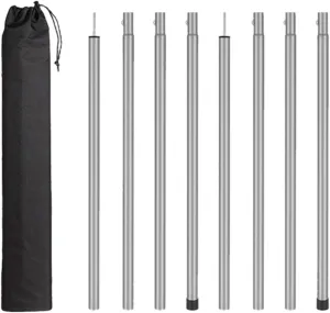 8Pcs Tarp Poles Lightweight Portable Easy Installation Premium Awning Poles Iron for Shade Rain Shelter Backpacking