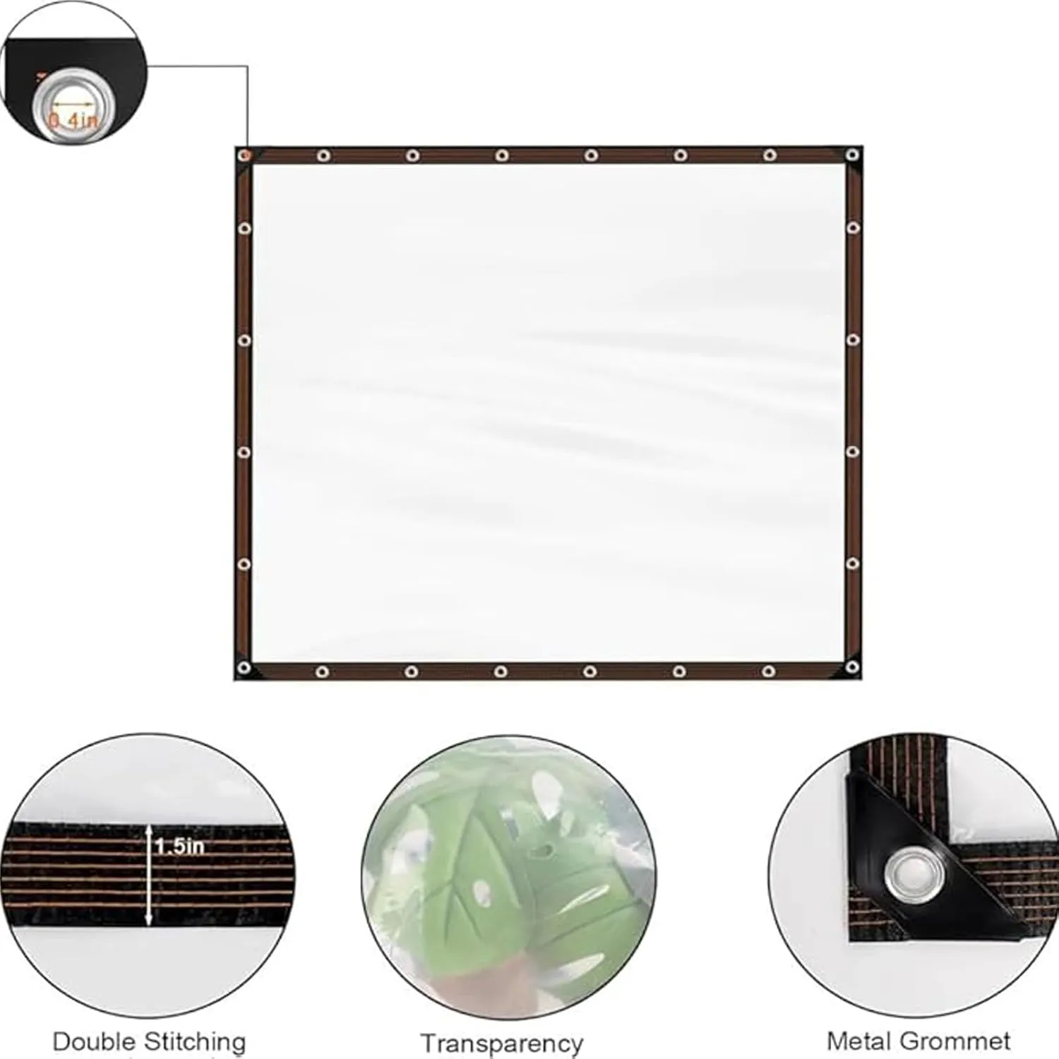 8x8 FT PVC Clear Waterproof Cover Tarp Foldable，0.18mm Multipurpose Plastic Tarps with Grommets and Reinforced Edges,for Clear Tarp for Deck, Porch, Patio, Canopy, Outdoor Camping