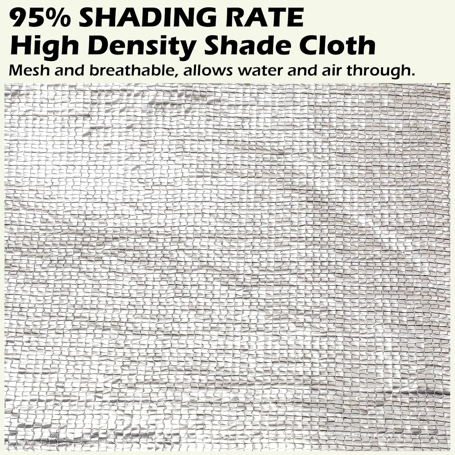 95% Aluminum Foil Shade Cloth Heavy Duty Shade Mesh Tarp Sun Block Fabric Cover Canopy Sun Pet Shade Garden 12ft x 16ft
