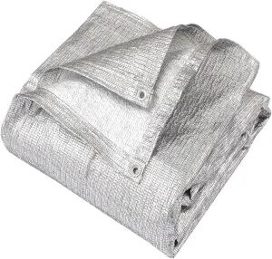 95% Aluminum Foil Shade Cloth Heavy Duty Shade Mesh Tarp Sun Block Fabric Cover Canopy Sun Pet Shade Garden 12ft x 16ft