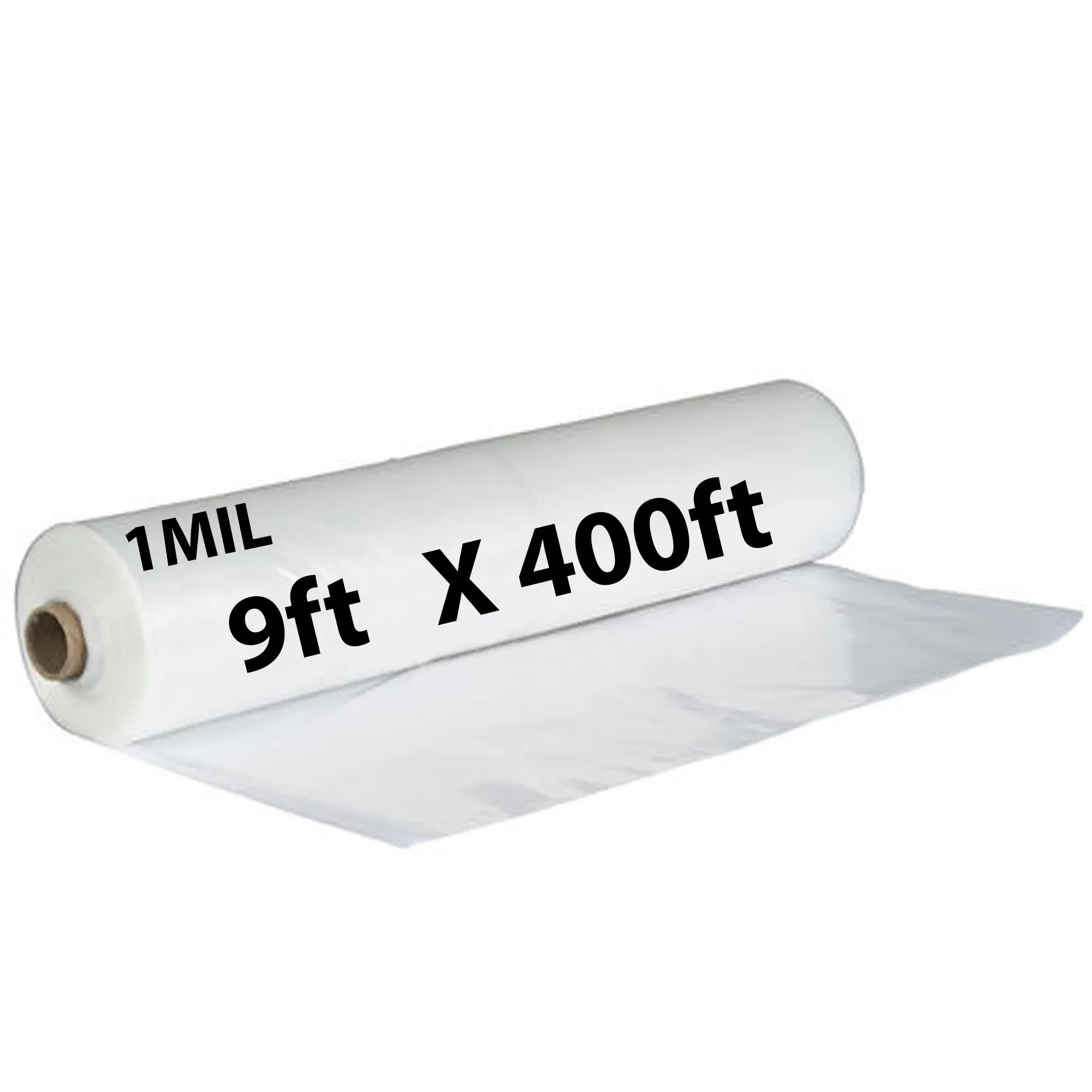 9ftX400ft Clear Poly Tarp 1 Mil Low Density LDPE 1 Roll