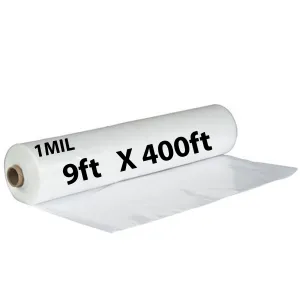 9ftX400ft Clear Poly Tarp 1 Mil Low Density LDPE 1 Roll