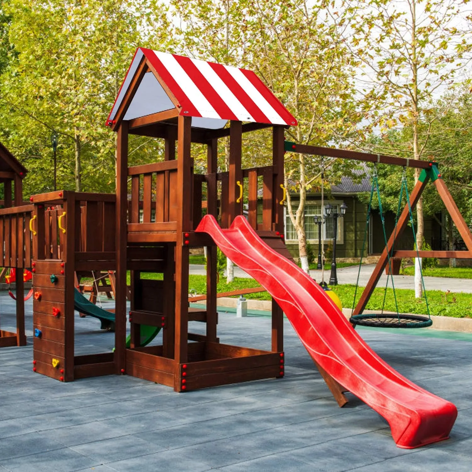 ABCCANOPY 43"X90" Swing Set Replacement Tarp for Playgrounds, Shade Screens (Red/White)