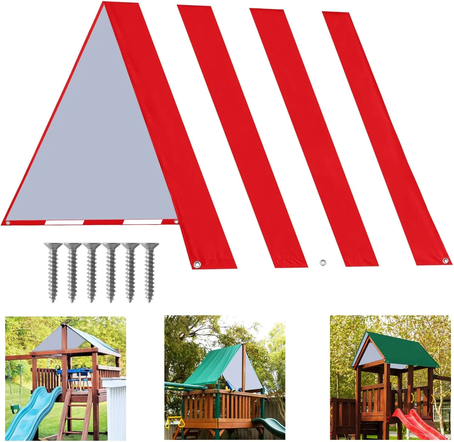ABCCANOPY 43"X90" Swing Set Replacement Tarp for Playgrounds, Shade Screens (Red/White)