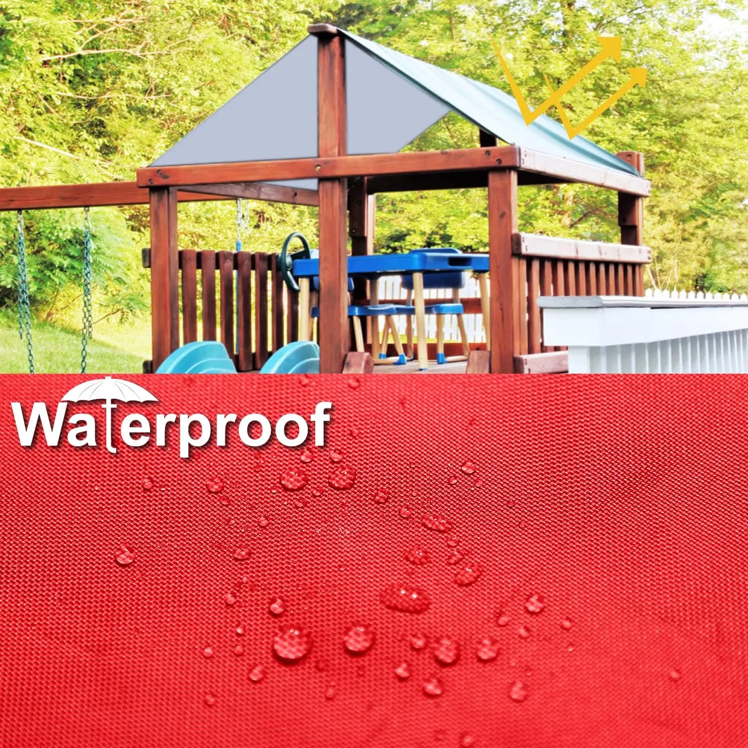 ABCCANOPY 43"X90" Swing Set Replacement Tarp for Playgrounds, Shade Screens (Red/White)