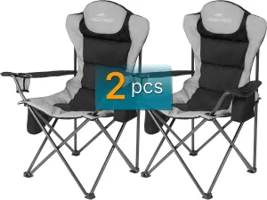 ABSCONDO Camping Chairs for Adults, Oversized Folding Camp Chair for Outdoor with Cup Holder & Cooler Bag, XL Heavy Duty Lawn Chairs Supports up to 350lbs (2 Pcs)