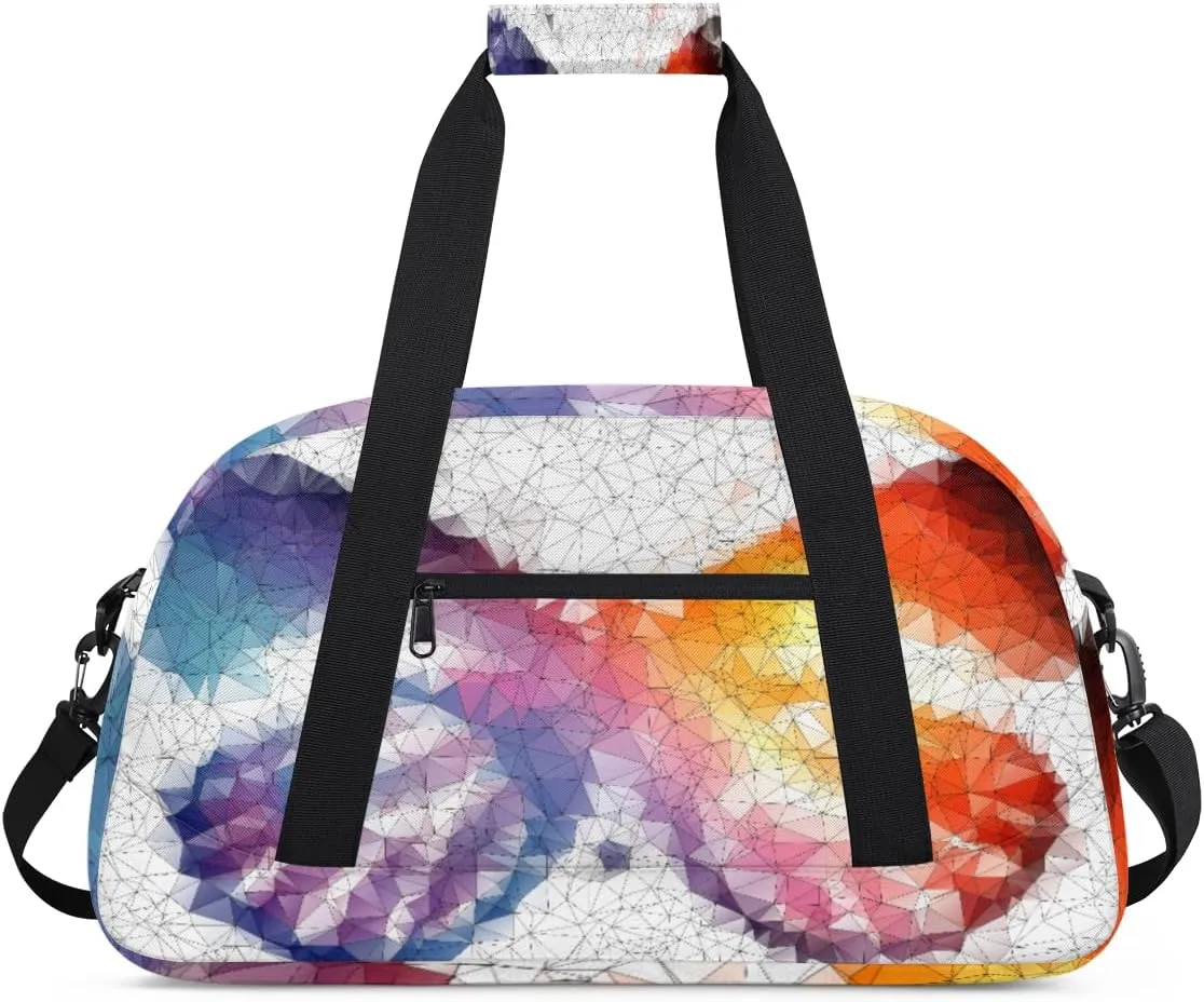 Abstract Butterfly Gym Duffel Bag for Men Women Geometric Butterfly Sports Tote Bag with Adjustable Shoulder Strap for Dance Gymnastics Traveling Outdoor Camping Overnight Stay