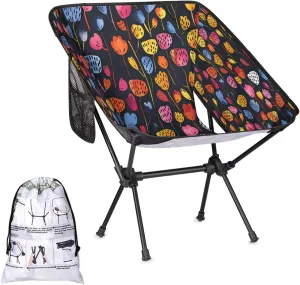 Abstract Floral Printed Folding Camping Chair Lightweight Camping Chairs for Adults Portable Outdoor Camp Chair Supports 176 Lbs