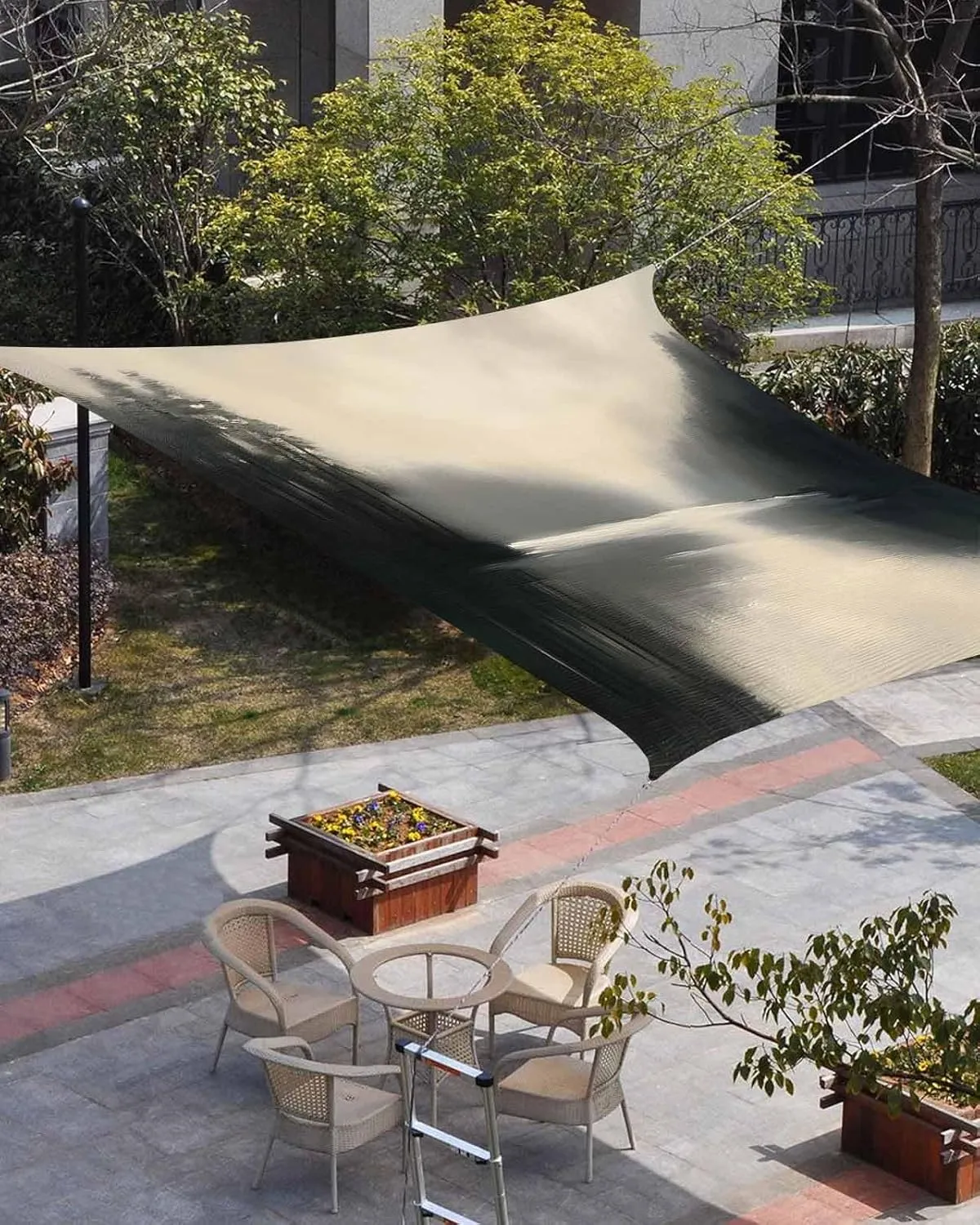 Abstract Sun Shade Sail 6’x 10’, Lake Mountain Landscape Nature Modern Rectangular Sunshade Sail UV Protection, Outdoor Waterproof Sun Shade Canopy for Patio Deck Pool Park