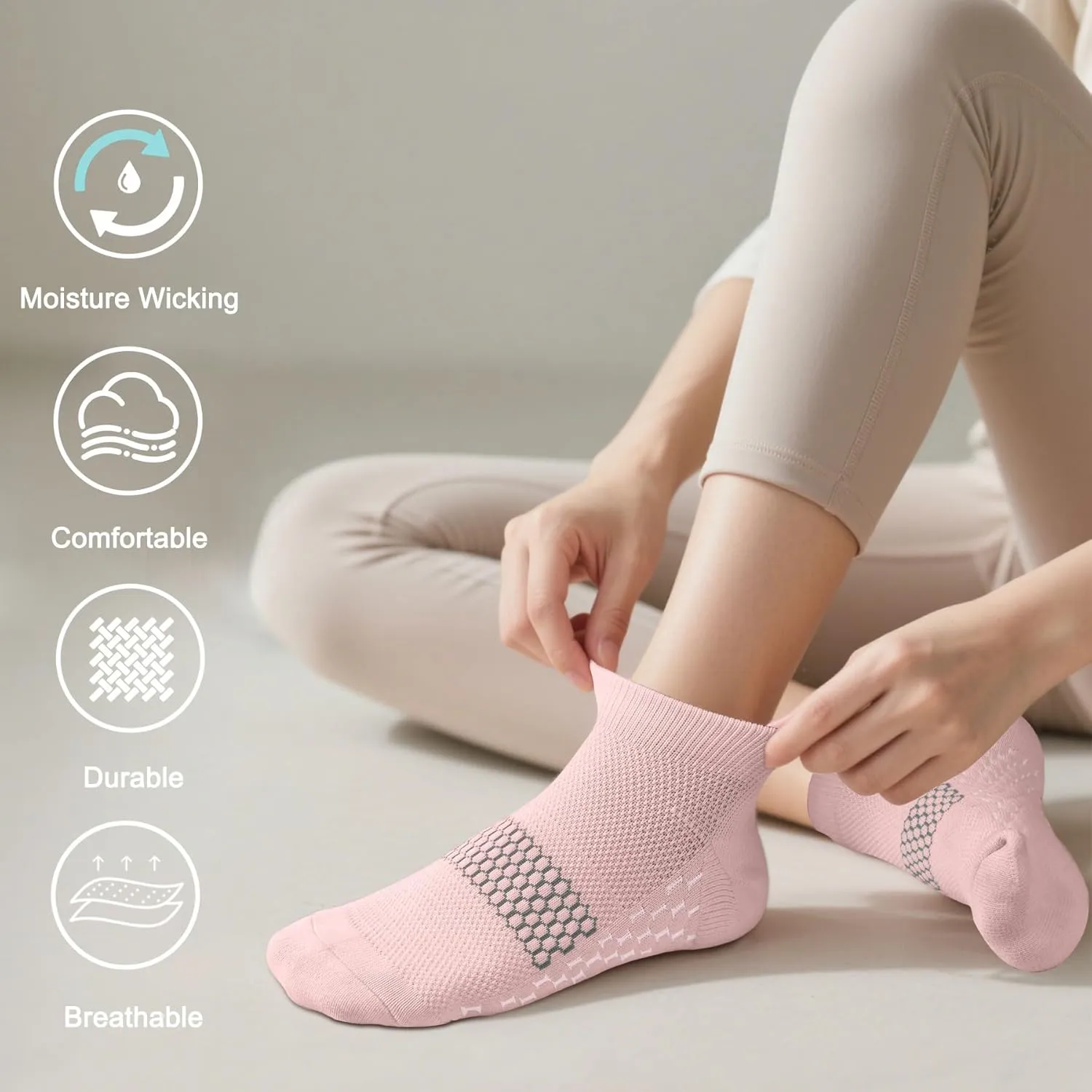 ACTINPUT Compression Socks for Women 7 Pairs, Ankle Running Socks with Arch Support, Cushioned Low Cut Athletic Socks